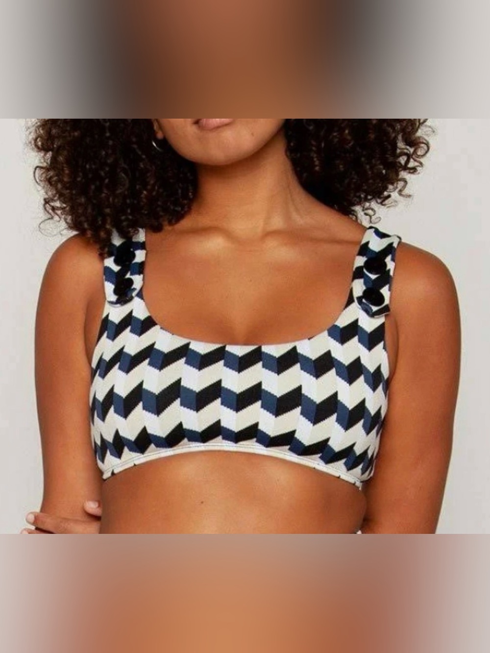 NEW SEEA FREE PEOPLE CHEVRON GEORGIA BUTTON BIKINI SWIM SWIMSUIT SURF TOP XS